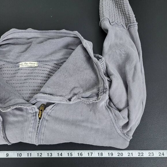 We The Free People Womens Hazel Cardi Jacket Small Gray Full Zip Slouchy Grunge - Picture 7 of 8